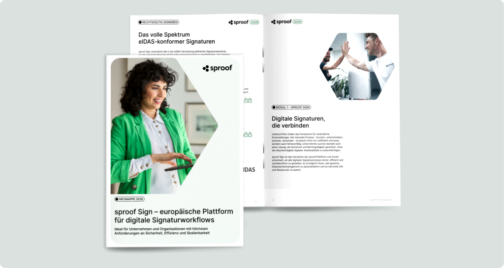 sproof Sign – europäische Plattform für digitale Signaturworkflows Ideal für Unternehmen und Organisationen mit höchsten Anforderungen an Sicherheit, Effizienz und Skalierbarkeit