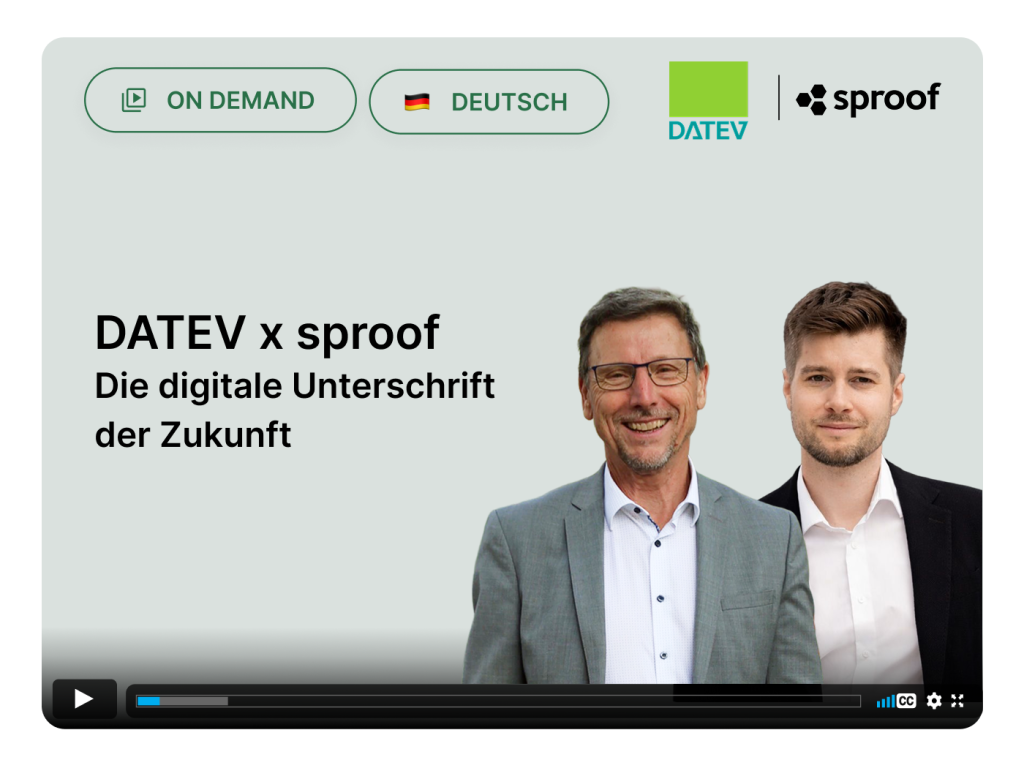 Partnerwebinar – DATEV und sproof – Peter Brunmayr und Fabian Knirsch