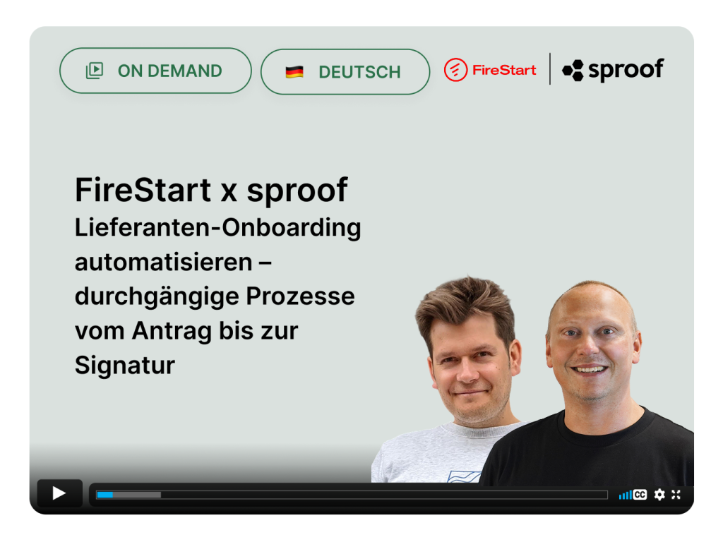 Partner-Video FireStart und sproof Lieferanten-Onboarding automatisieren