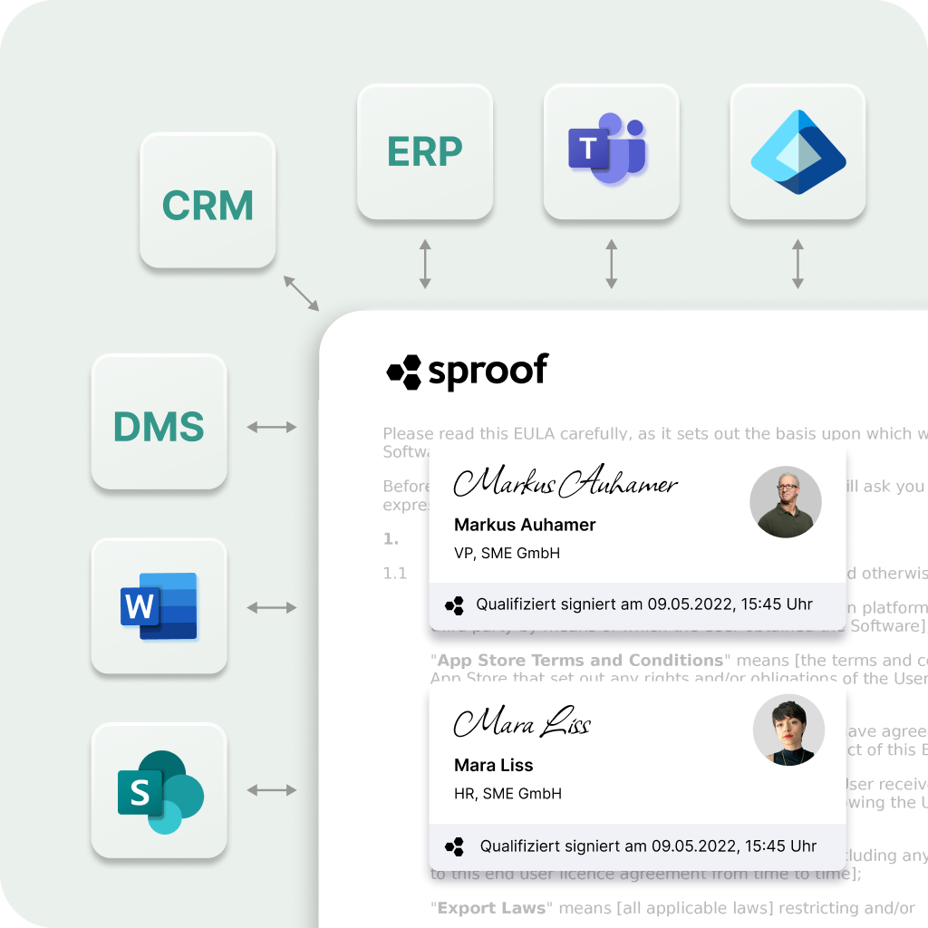 sproof Integrationen – E-Signatur integriert in die Microsoft-Landschaft