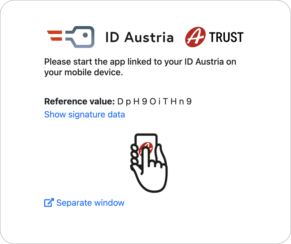 eID-gränssnitt (sproof eID Hub) - Digitale Signatur